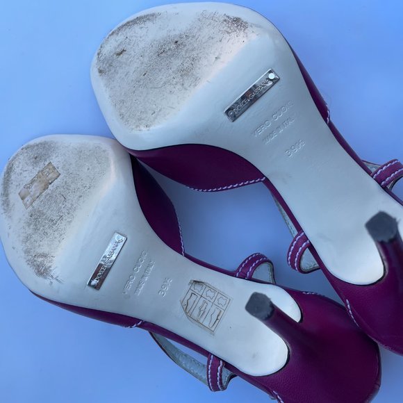 Dolce and Gabbana Leather T-Strap Sandals 39,5 - Picture 11 of 13